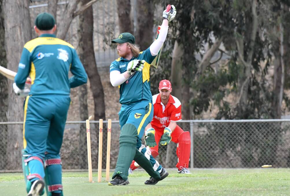 STUMPS RATTLED: Spring Gully's Beauden Rinaldi is bowled by Mandurang's Justin Slater.