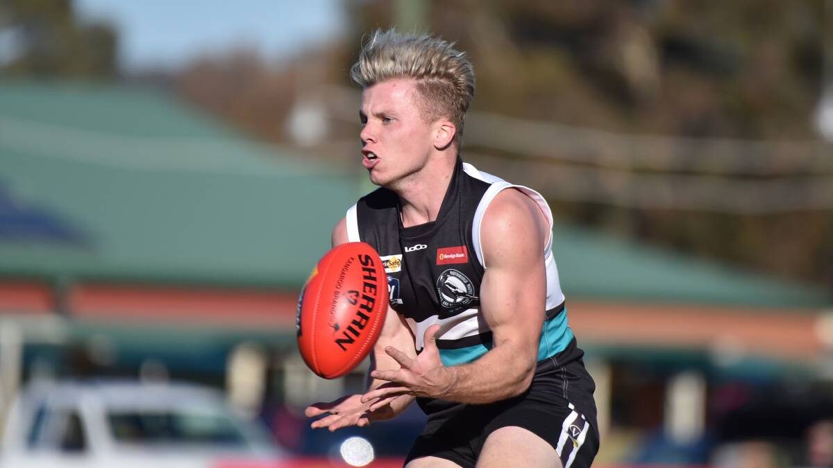 TOUGH CHALLENGE: Maryborough's Coby Perry. The Magpies host the red-hot Strathfieldsaye on Saturday. Picture: GLENN DANIELS