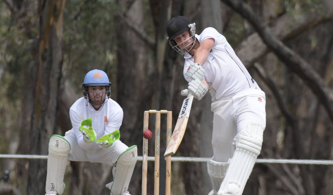 ATTACKING: Huntly-North Epsom's Adam Ward in full flight during his innings of 17 on Saturday.