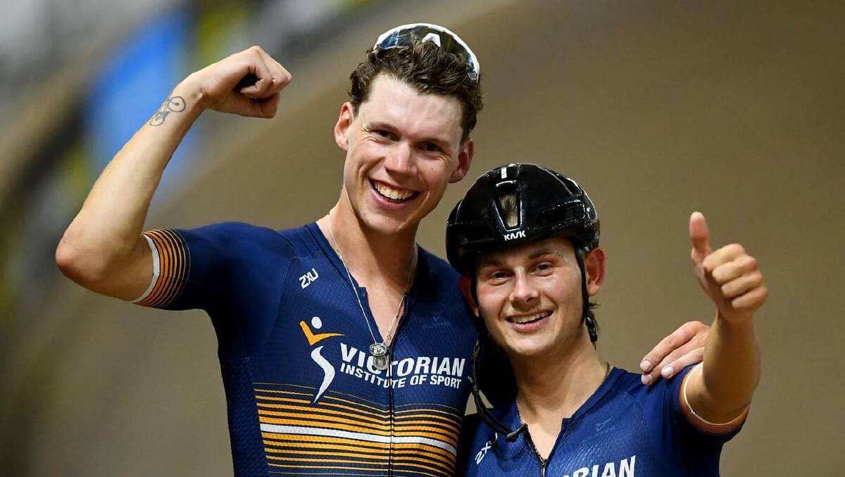 Bendigo's Blake Agnoletto (right) and Kell O'Brien won the National Madison Championship last Decdember. Picture by joshchadwickphotography.com 