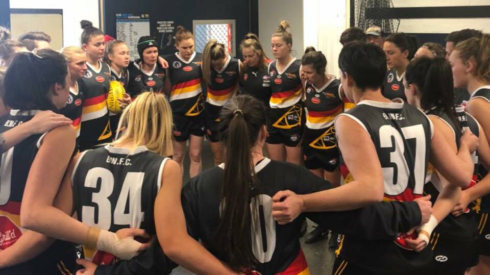 VICTORY: The Bendigo Thunder celebrates after Sunday's 16-point preliminary final win over the VU Western Spurs. Picture: BENDIGO THUNDER FACEBOOK PAGE