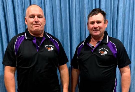 APPOINTMENT: New Birchip-Watchem senior coach Trevor Ryan with president Paul Lowry.