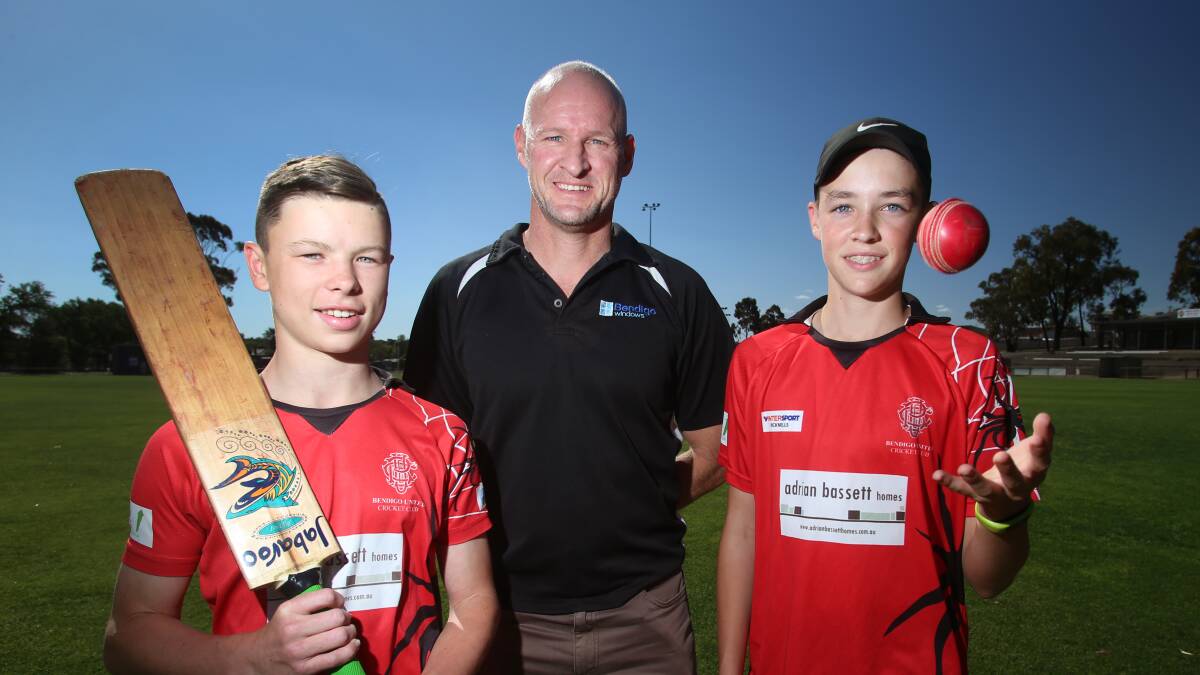 GO REDBACKS: Isaac Willits, Bendigo Windows' Chris Pinniger, and Wil Pinniger ahead of the club's junior party.