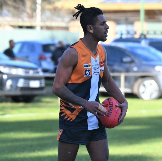 POSITIVE FINISH: Nat McLaren kicked two goals and was among Maiden Gully YCW's best players in Saturday's 52-point win over Bears Lagoon-Serpentine.