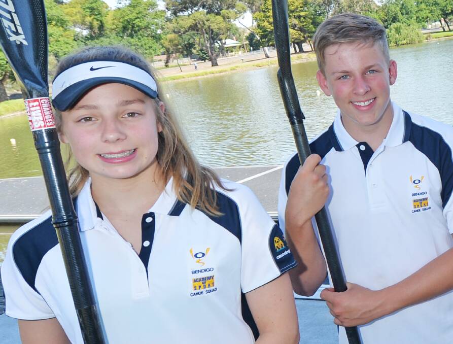 BIG STAGE: Imogen Douglass and Baydn Murphy will be among the Bendigo Bank Academy of Sport canoeists competing at the Oceania Sprint Championships in South Australia. Picture: DARREN HOWE