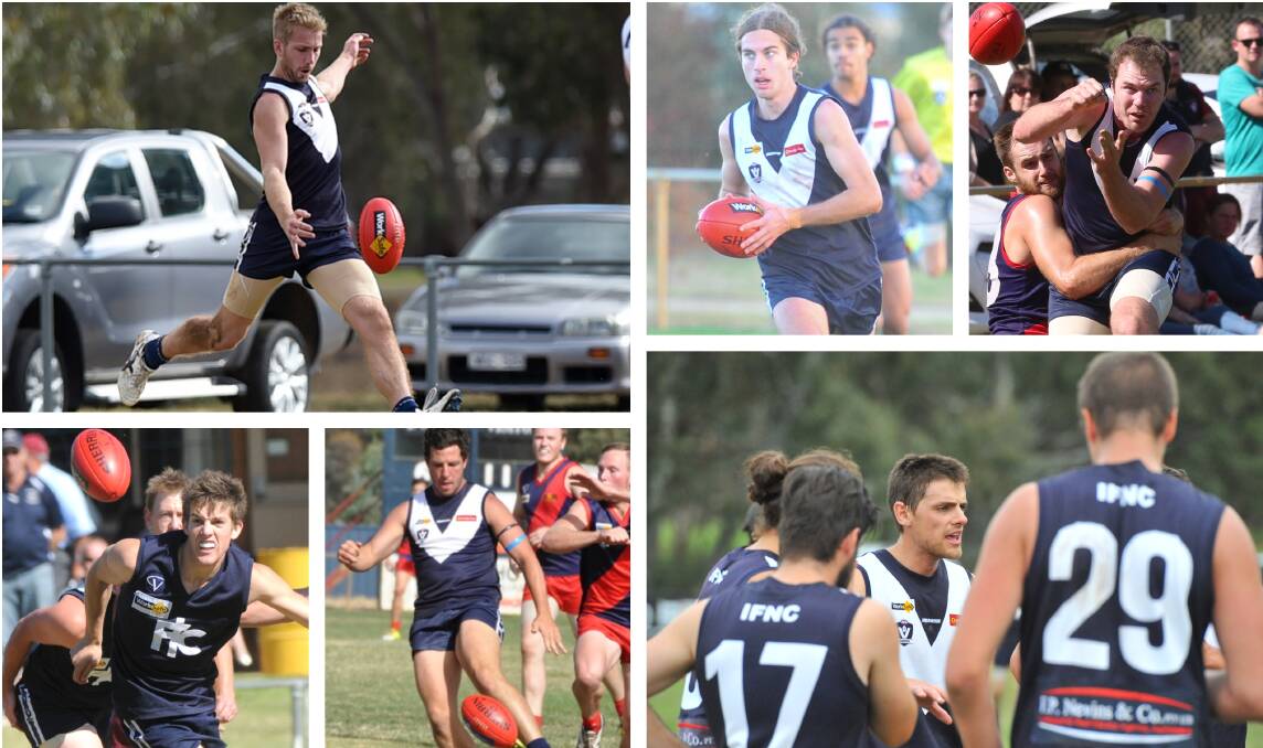 DECADE OF THE BLUES: Top - Shane Harris, Bailey Evans and Sam Williams. Bottom - Josh Houlden, Ben Conley and former coach Ryan McNish.