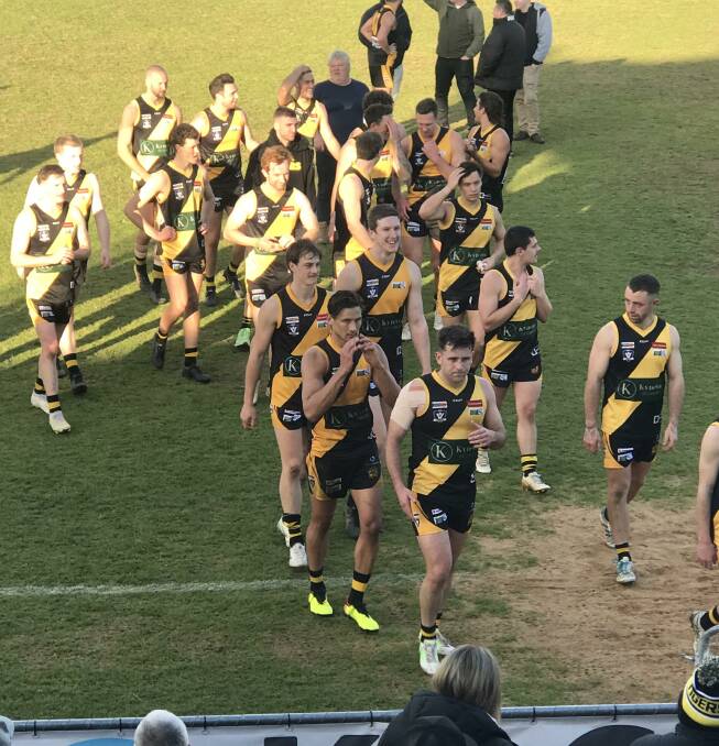 Kyneton leaving the BFNL for the final time after the round 18 game against Strathfieldsaye. Picture by Nathan Spicer