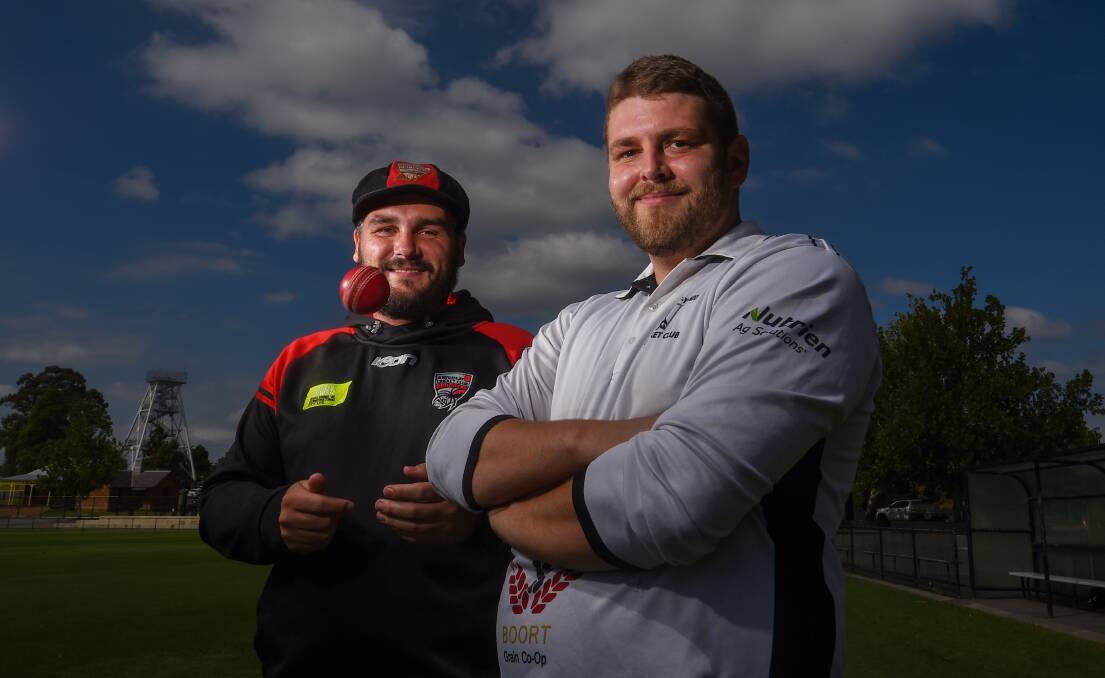 GRAND FINAL CAPTAINS: Arnold's Cameron Dale and Boort-Yando's Jarrod Hodoras. The two sides will clash for the Upper Loddon cricket flag at Wedderburn on Saturday. Picture: DARREN HOWE