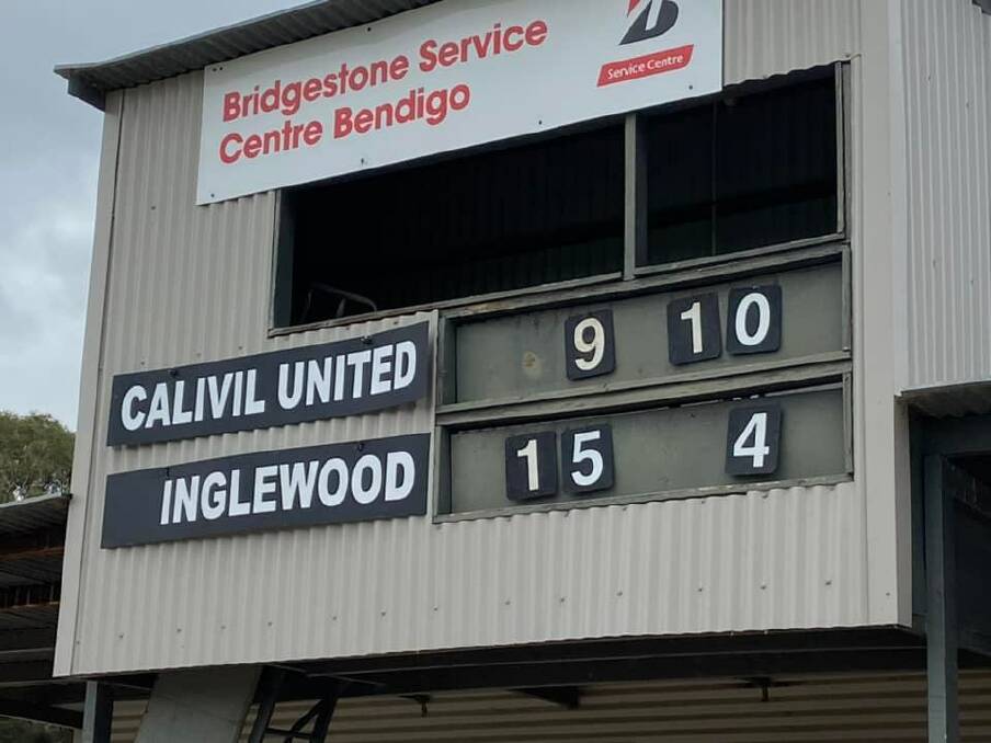 DROUGHT-BREAKER: The scoreboard at Calivil on Saturday showing the end of Inglewood's 42-game losing streak. The Blues won by 30 points.