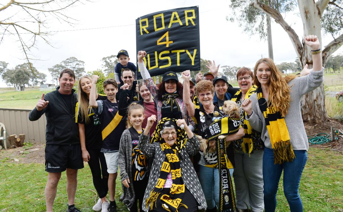 Dustin Martin's family on Friday gets ready to cheer him on.