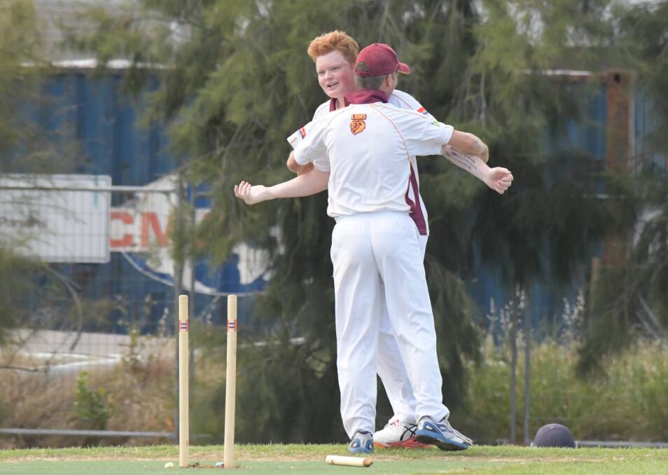TOP PERFORMANCE: Maiden Gully's Mitchell Van Poppel celebrates one of his five wickets against United.