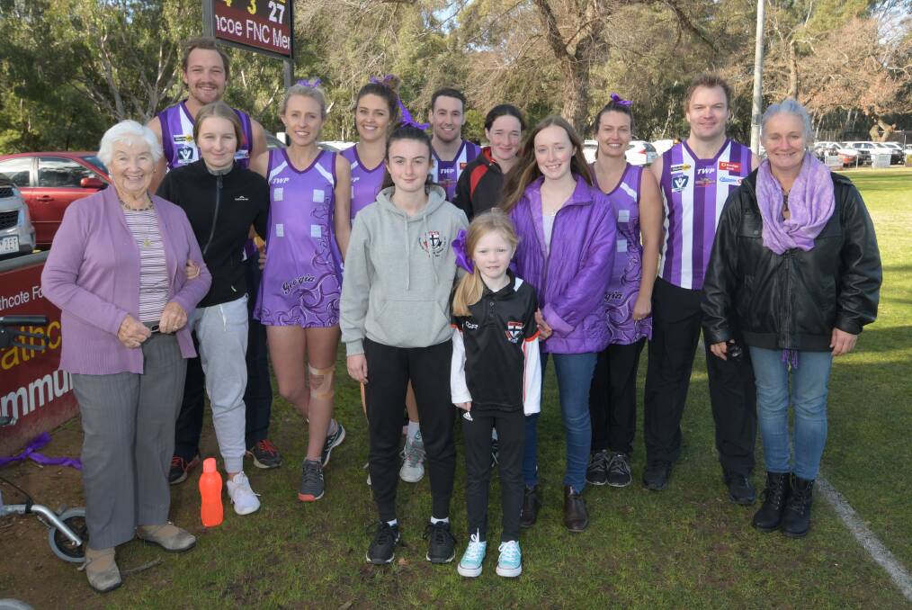 TRIBUTE: The colour purple was prominent at Heathcote on Saturday for the Georgia Edsall-French Memorial Game against Huntly. Pictures: NONI HYETT