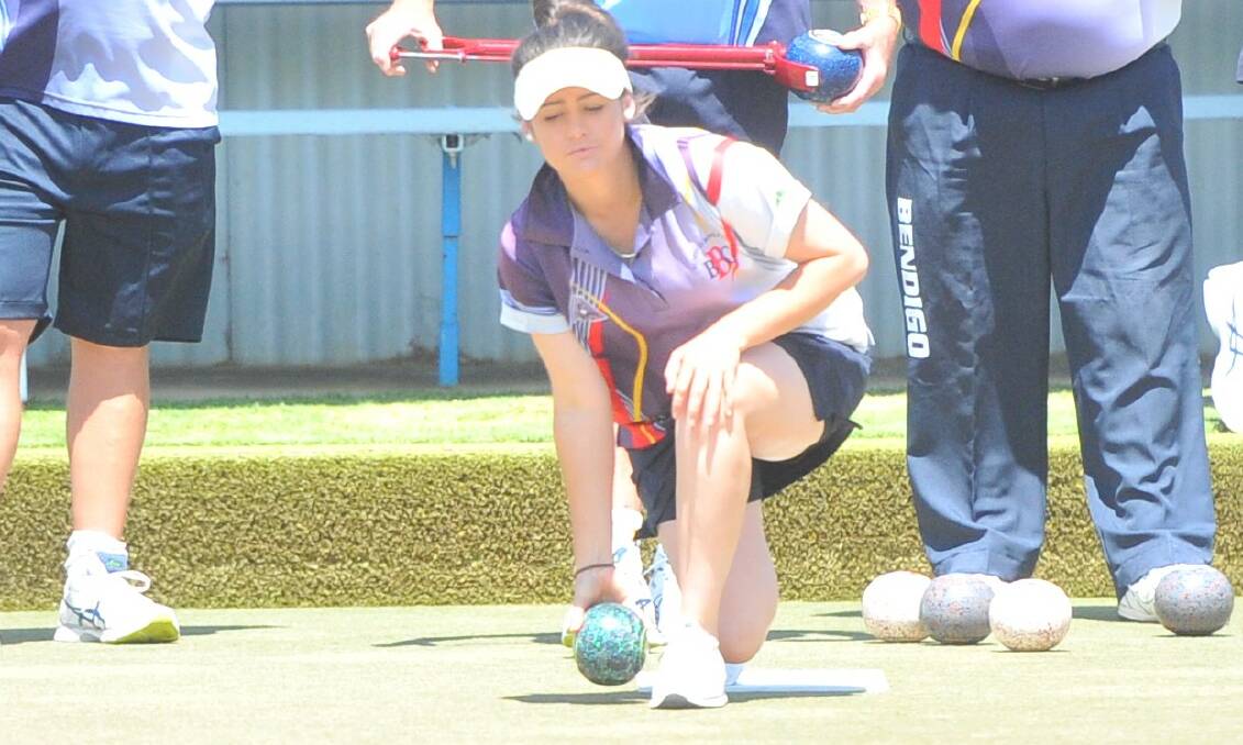 TOUGH DAY: Amelia Bruggy bowls in Bendigo's heavy defeat at Eaglehawk in round four of weekend pennant on Saturday. Pictures: LUKE WEST