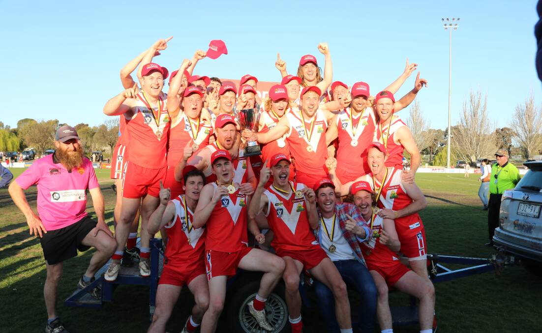 DEFENDING PREMIERS: The Natte Bealiba team that upset Carisbrook by four points in last year's MCDFNL grand final.