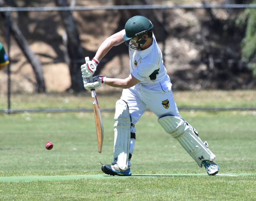 SOLID DEFENCE: Spring Gully's Lachlan Brook made 33 opening the batting against Marong.