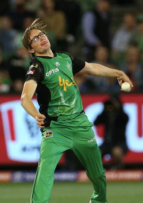 Liam Bowe bowling for the Melbourne Stars on Wednesday night. Picture: FAIRFAX MEDIA