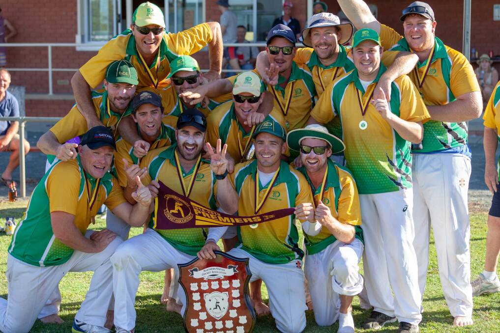 BRILLIANT BLOWFLIES: The Dingee team that won Saturday's NUCA grand final against Elmore. The Blowflies made 8-152 and then routed the Redbacks for just 54 at Colbinabbin to win a third flag in the past four seasons. Pictures: PAUL LAURSEN