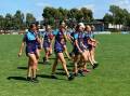 GETTING READY: Some of the Pioneers girls gear up for Saturday's game against Tasmania at Craigieburn. Picture: BENDIGO PIONEERS