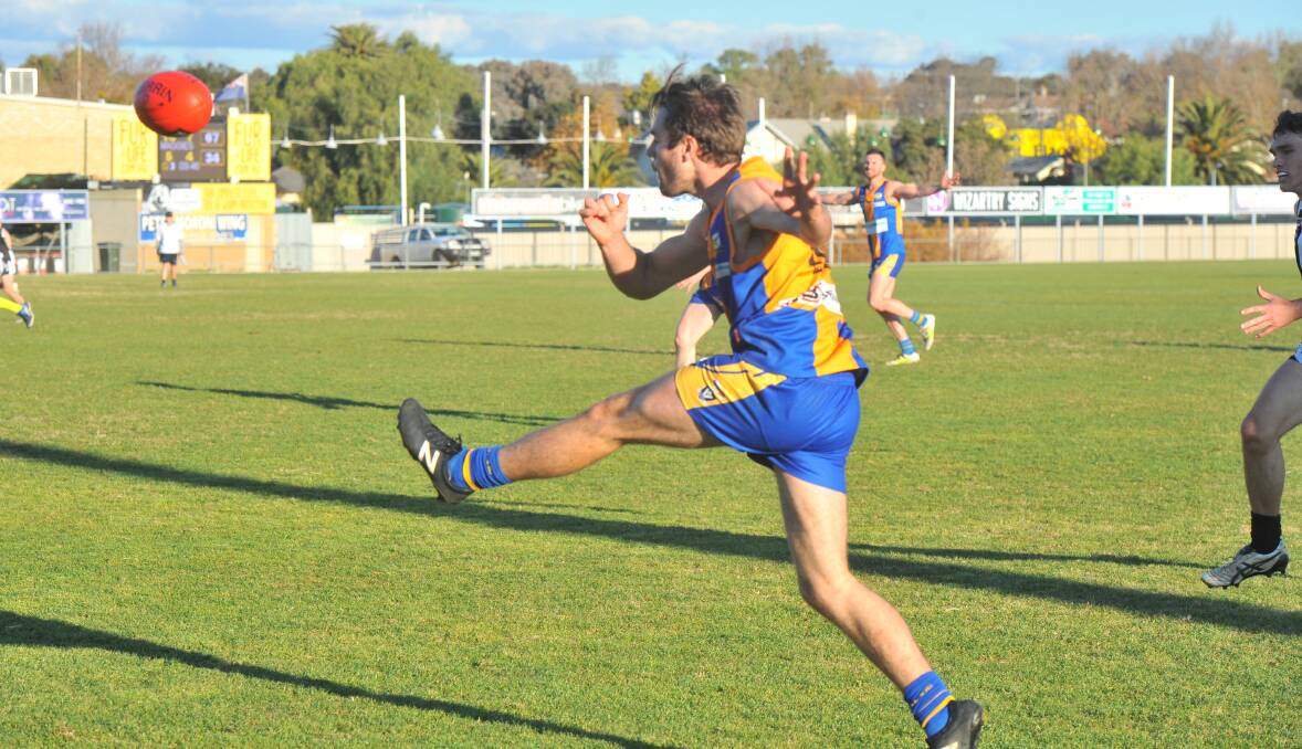 BACK IN ACTION: Hamish Morcom kicked two goals and was among Golden Square's best players in his second senior game of the season on Saturday. Picture: LUKE WEST