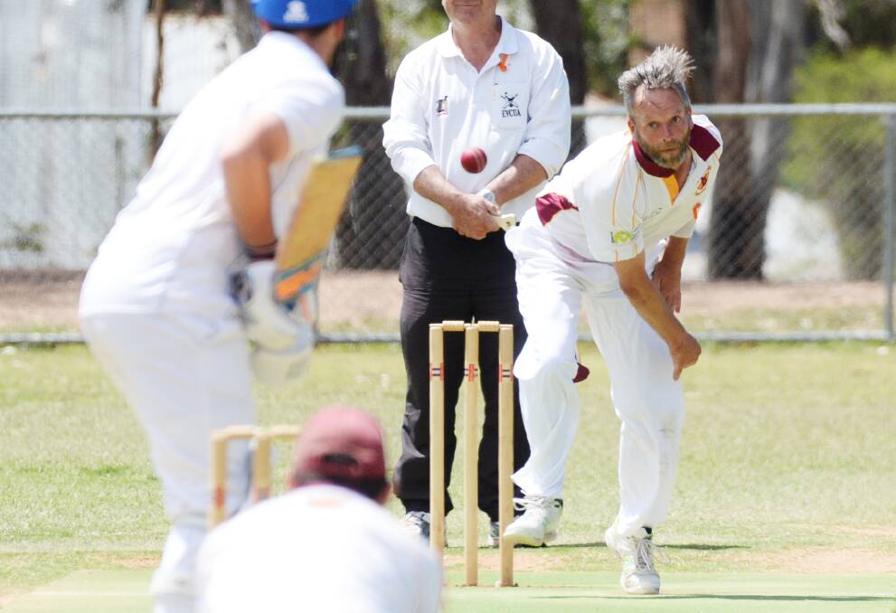 ON THE SPOT: Maiden Gully's Rob Brown snared two wickets from his 15 overs against California Gully.