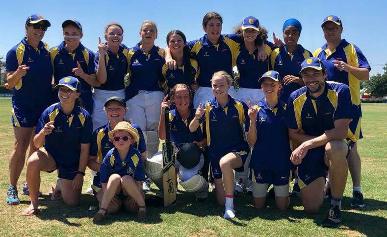 SWEET VICTORY: Northern Rivers' under-16 girls team after its Cricket Victoria State Championships final win on Sunday at Box Hill City Oval.
