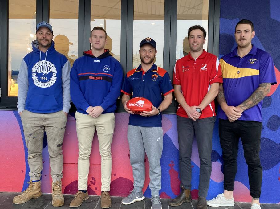 THEN THERE WERE FIVE: Mitiamo, Pyramid Hill, Marong, Bridgewater and Bears Lagoon-Serpentine are the five LVFNL senior finalists. Picture: LUKE WEST