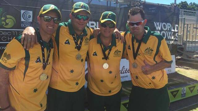 RUNNERS-UP: Aaron Wilson (right) with his Australian Jackaroos' men's fours team-mates after Saturday's final against New Zealand. Picture: CONTRIBUTED