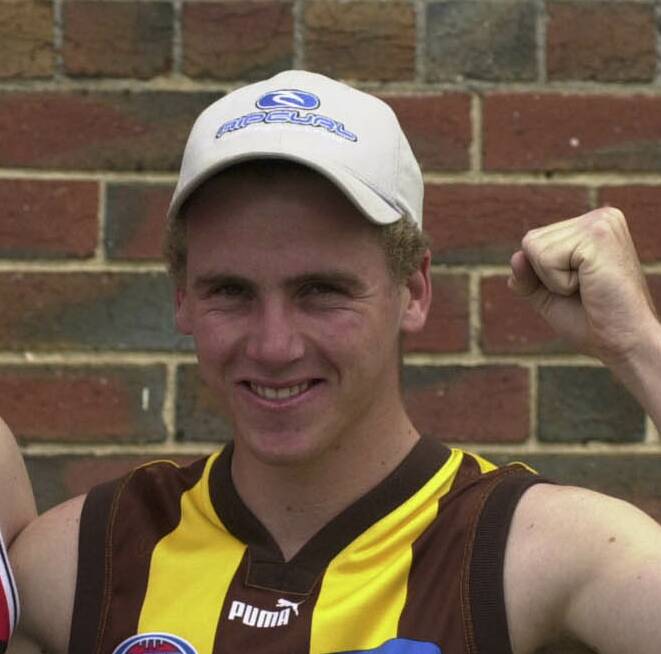 OPPORTUNITY: Rick Ladson back in 2001 after being selected by Hawthorn as a 17-year-old with pick 16 at the AFL Draft from the Bendigo Pioneers.