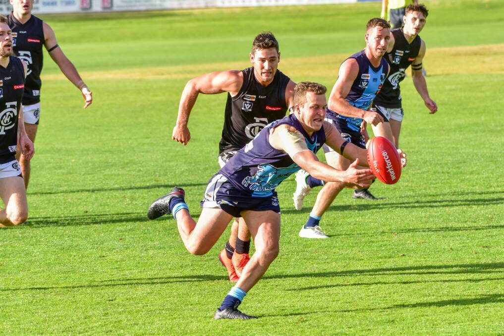LOPSIDED: It was one-way traffic at Canterbury Park on Saturday as Eaglehawk belted Castlemaine by 228 points. The match featured a 10-goal haul to the Hawks' Darcy Richards. Picture: BRENDAN McCARTHY