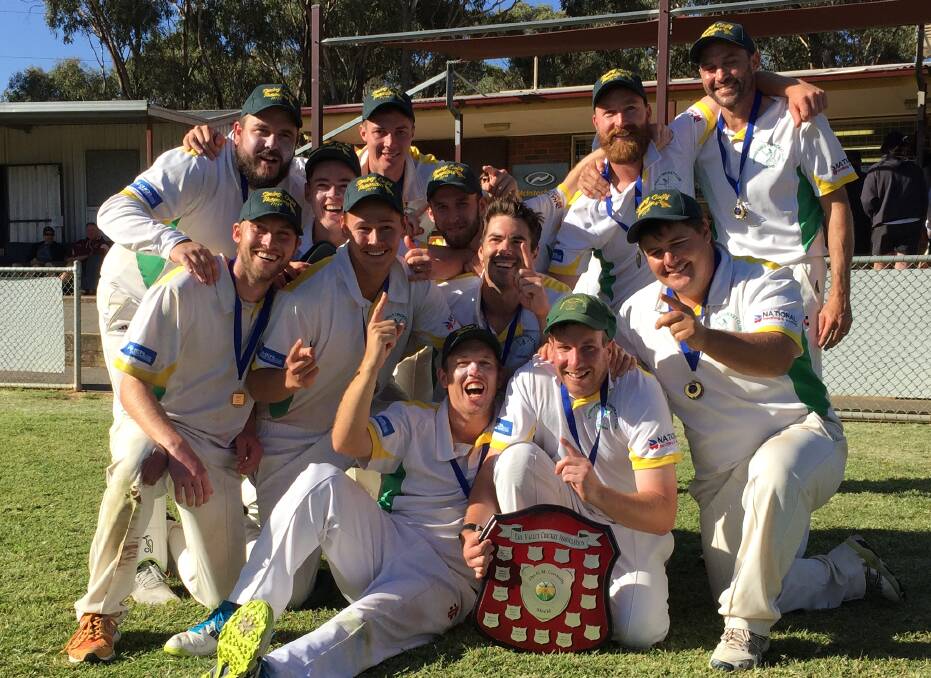 WINNERS ARE GRINNERS: The Spring Gully team that defeated Sedgwick by 81 runs in the EVCA grand final at the weekend. Picture: LUKE WEST