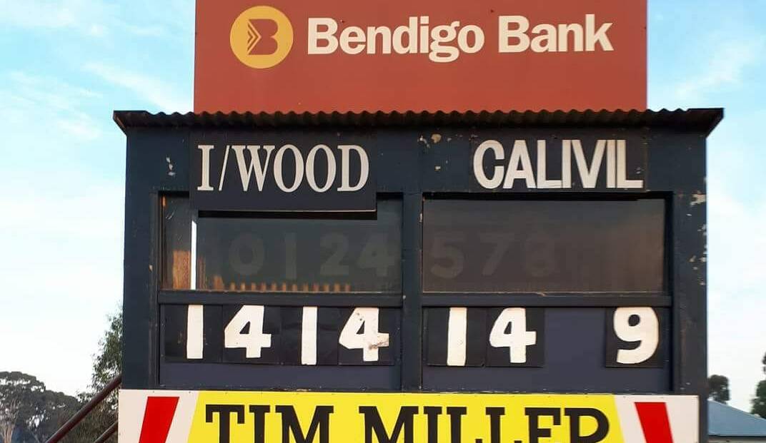 DROUGHT OVER: The scoreboard after Inglewood defeated Calivil United for the first time since 2002 on Saturday. Picture: INGLEWOOD MATTERS 3517 FACEBOOK PAGE