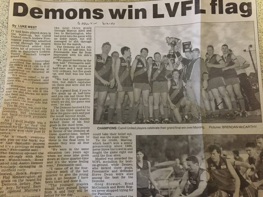 FLASHBACK: The report in the Bendigo Advertiser of Calivil United's 2004 grand final win over Marong by 66 points at Inglewood.