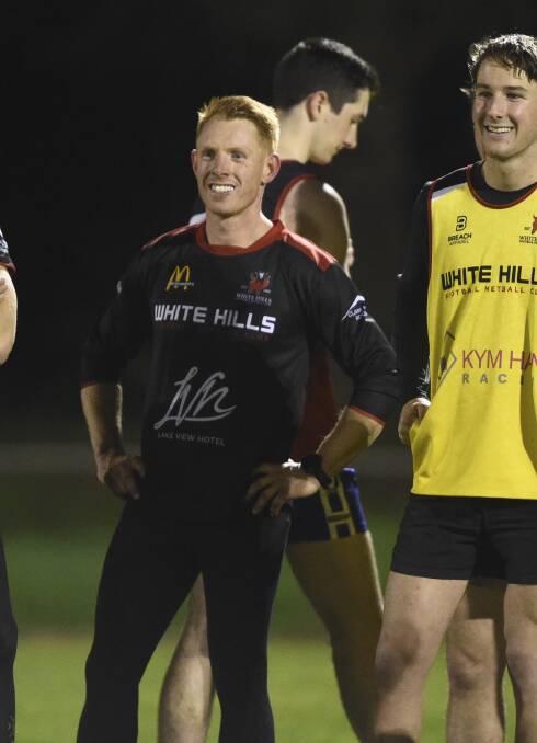 ALL SMILES: Veteran Gavin Bowles at White Hills training on Thursday night. The Demons play Colbinabbin in the elimination final on Sunday. Picture: NONI HYETT