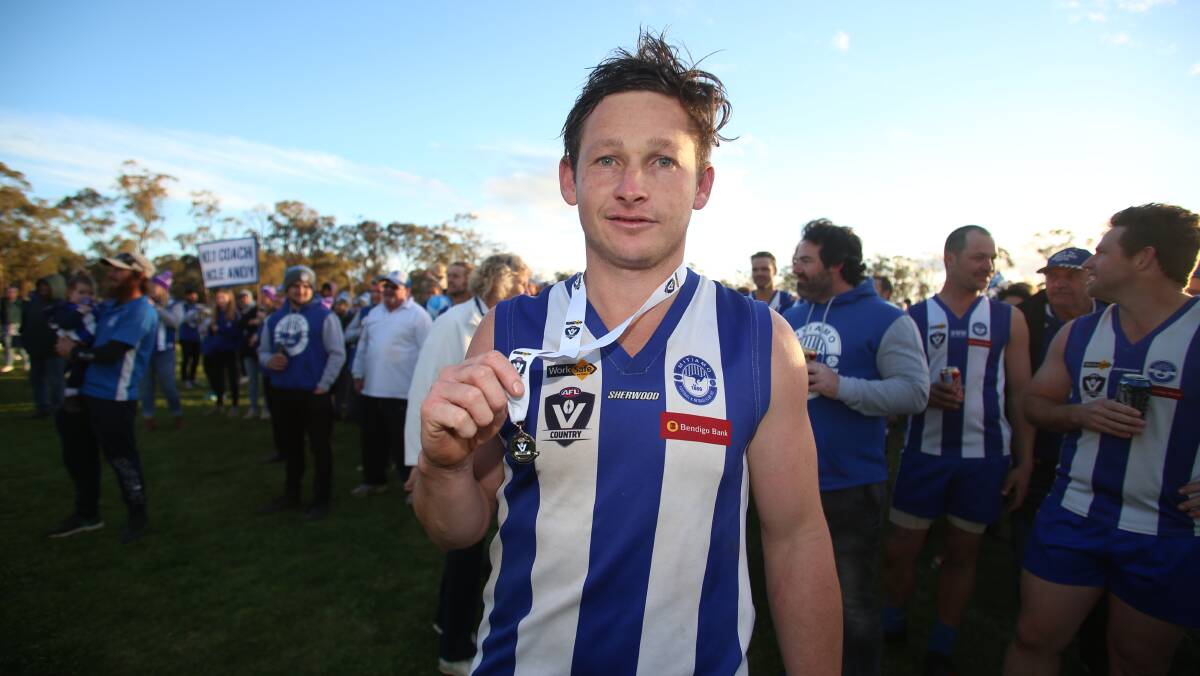 SEASON TO REMEMBER: Mitiamo's Terry Reeves with his AFL Victoria Medal. Reeves also won the Harding Medal.
