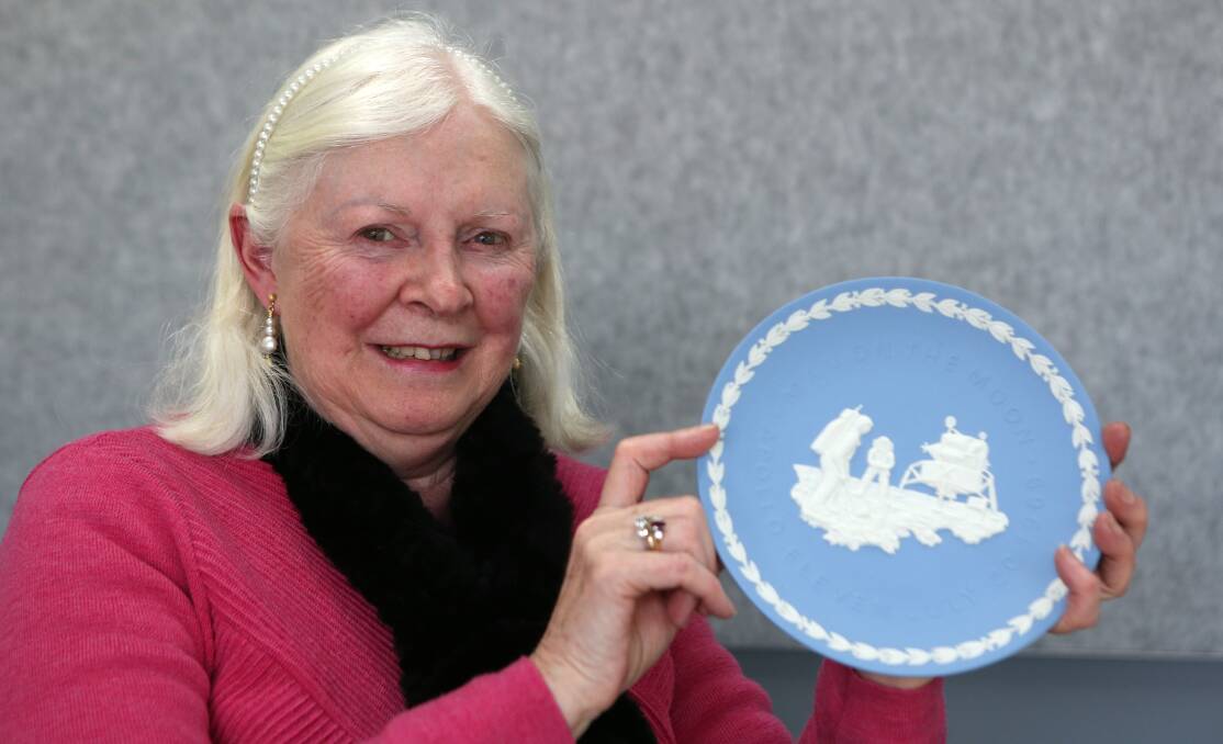 Edith Dyett with her rare moon landing Wedgwood plate. Picture: GLENN DANIELS
