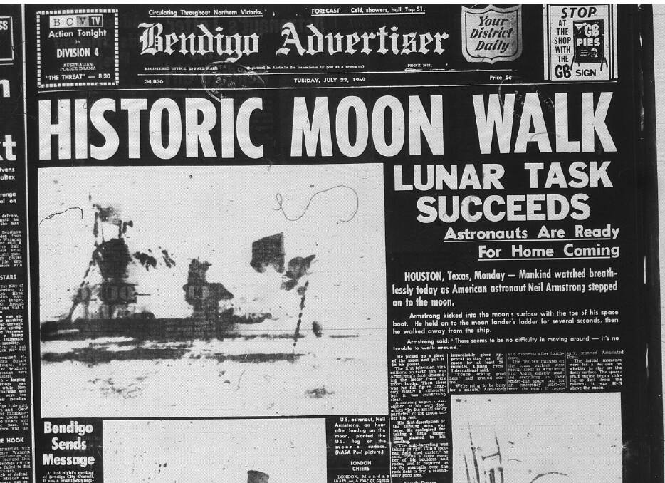 THEY DID IT: The Bendigo Advertiser on July 22, 1969 - the day after Neil Armstrong and Buzz Aldrin walked on the moon.