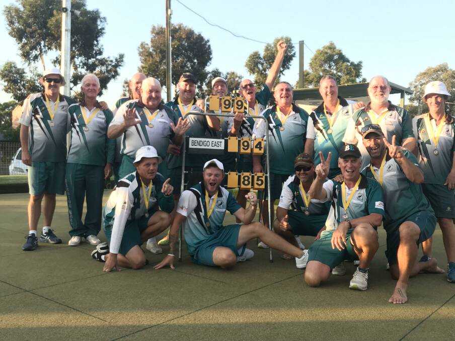 PREMIERS: Bendigo East's victorious team that defeated Eaglehawk by nine in Sunday's grand final. Picture: LUKE WEST