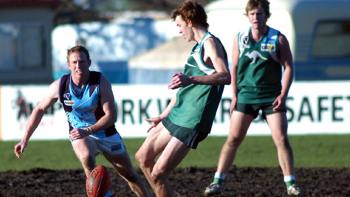 EARLY DAYS: Nick Lang in one of his first senior games for Kangaroo Flat against Eaglehawk in 2007.