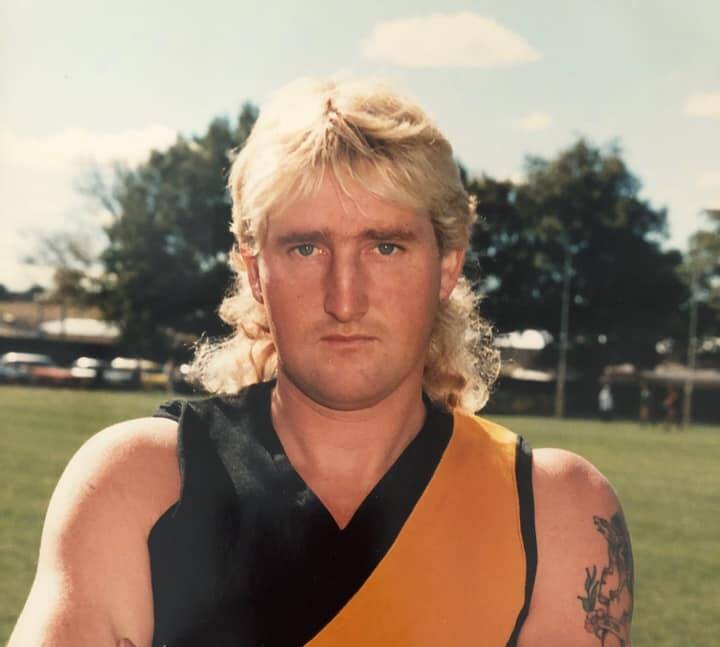 TIGER DAYS: Bob Beare played more than 300 games for Kyneton in a career that started in 1978. Picture: KYNETON FACEBOOK PAGE