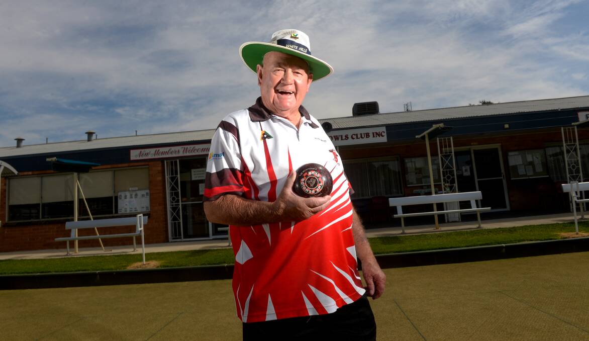 LOVE OF THE GAME: Alan Wakefield is in his 57th season of playing with White Hills Bowling Club. He has played around 800 games for the club. Picture: DARREN HOWE
