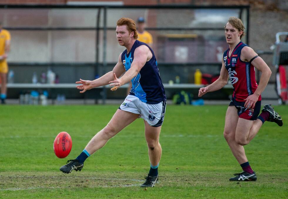 PRESSURE ON: Eaglehawk's Koby Hommelhoff. The Hawks' BFNL finals aspirations are under pressure with the season at another standstill. Picture: PETER WEAVING