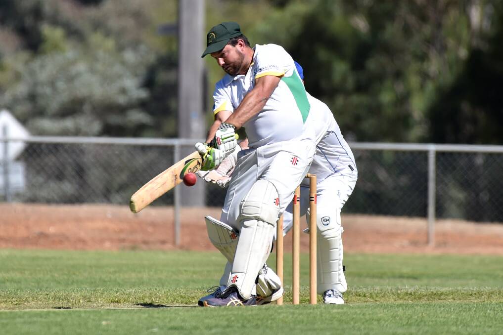 VETERAN: Spring Gully's Shaun Makepeace (54) works the ball to the leg-side against California Gully.