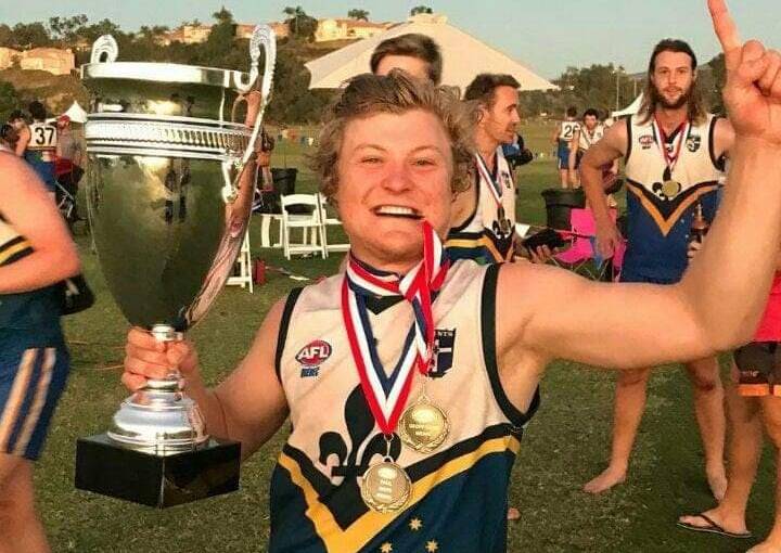 SILVERWARE: Patrick Eefting after winning a division two title at the US Australian Rules Nationals with Montreal City Blues in 2017.