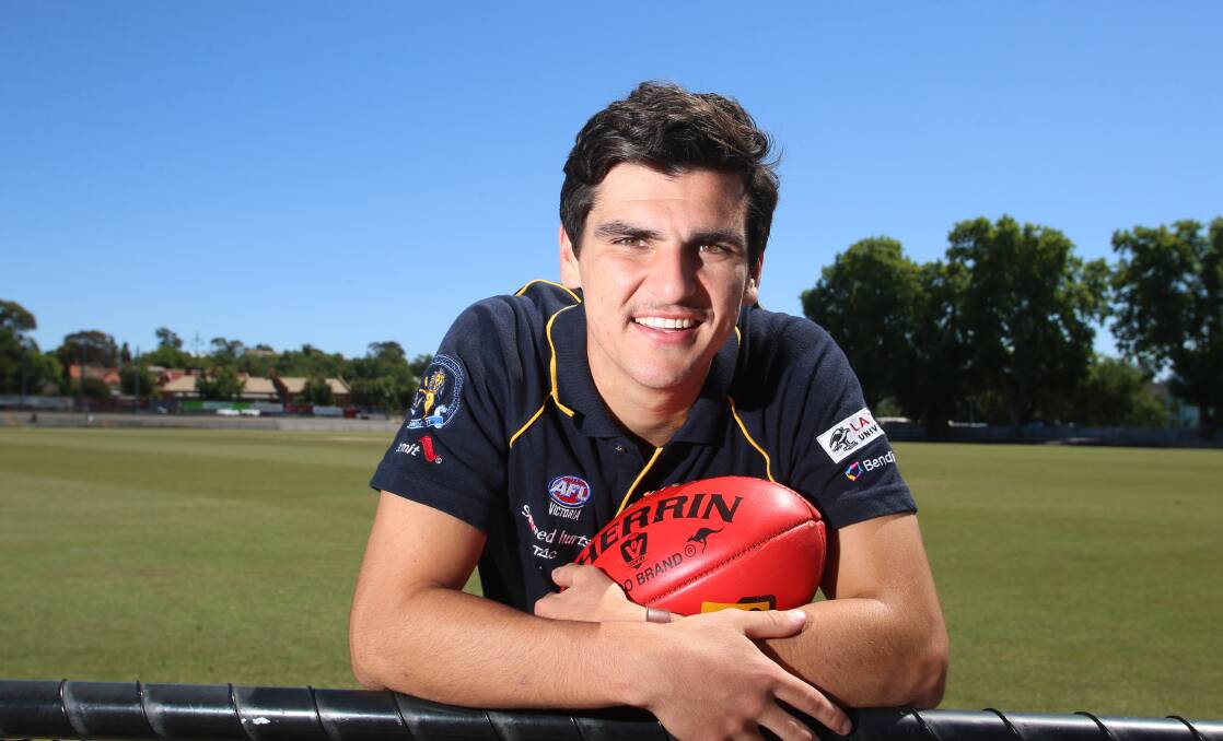 ALL SMILES: Tommy Cole was drafted by the West Coast Eagles from the Bendigo Pioneers on Tuesday night. Picture: GLENN DANIELS