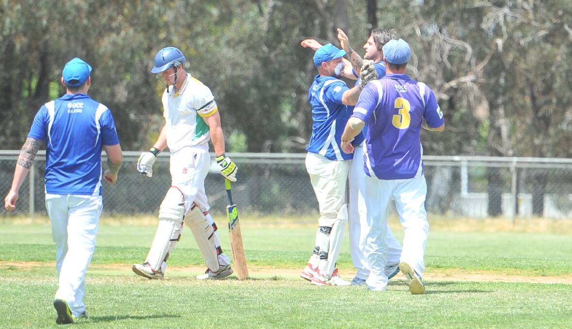 ON YOUR WAY: Spring Gully's Jesse Marciano begins the long walk back to the pavilion after he was one of Kansas Varker's four wickets on Saturday. Picture: LUKE WEST