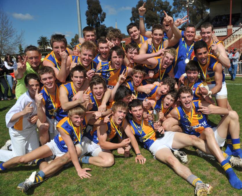 BULLDOG PUPS: Golden Square's 2010 premiership team that beat Sandhurst by 61 points. The Bulldogs have won 17 under-18 flags, including the first in 1954.