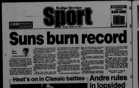 HISTORIC: The Bendigo Advertiser report on January 27, 2003, of Strathdale-Maristians' BDCA record score of 6-533 against Sandhurst at Weeroona Oval.