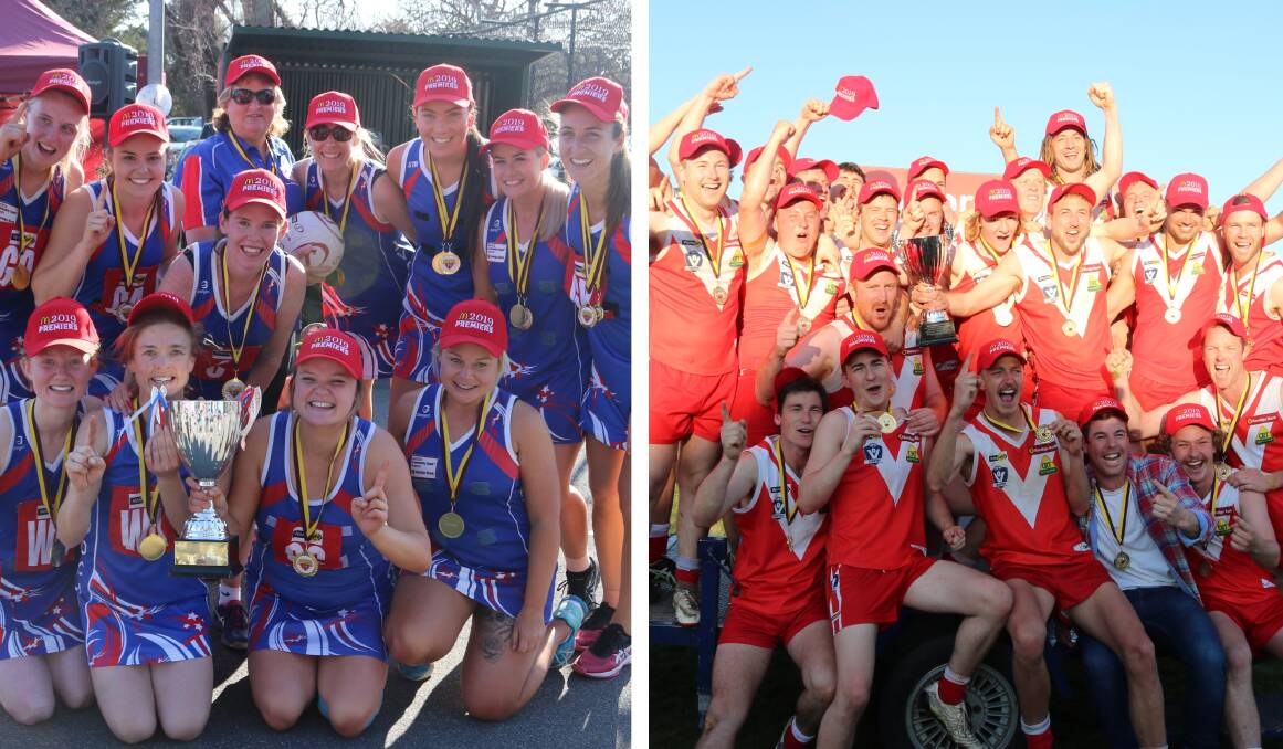 REIGNING PREMIERS FOR ANOTHER YEAR: Avoca (A Grade netball) and Natte Bealiba (senior football) will hold their status as defending champions into the 2021 season.