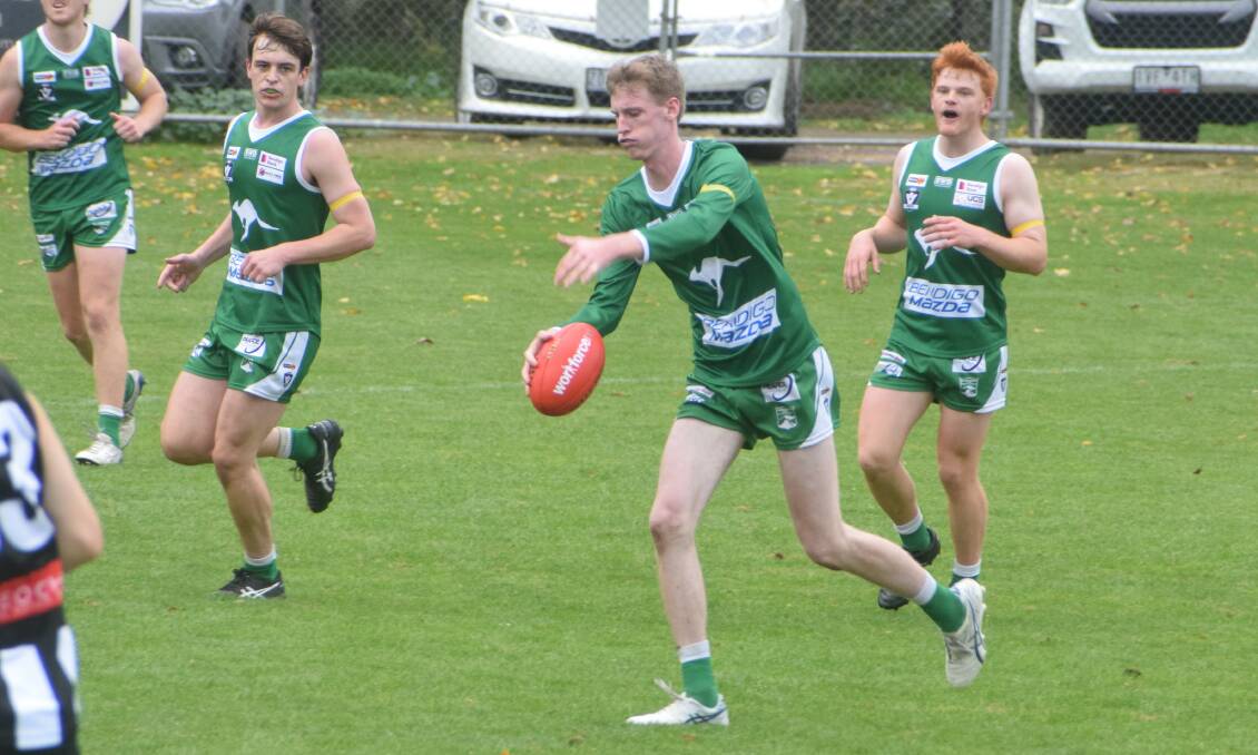 PLAYED WELL: Kangaroo Flat's Ryan O'Keefe had 21 possessions and five marks against Castlemaine in Saturday's 38-point win. Picture: KIERAN ILES