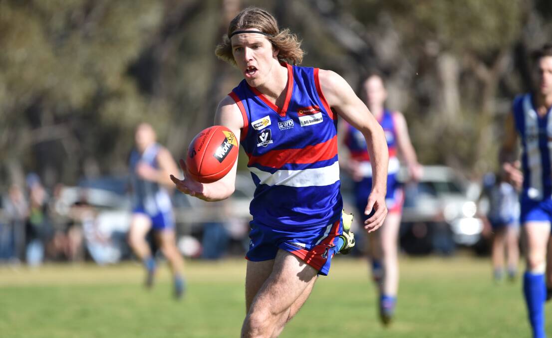 BATTLED HARD: Wingman Bailey Goodwin was among Pyramid Hill's best players in Saturday's 22-point grand final defeat to Mitiamo.